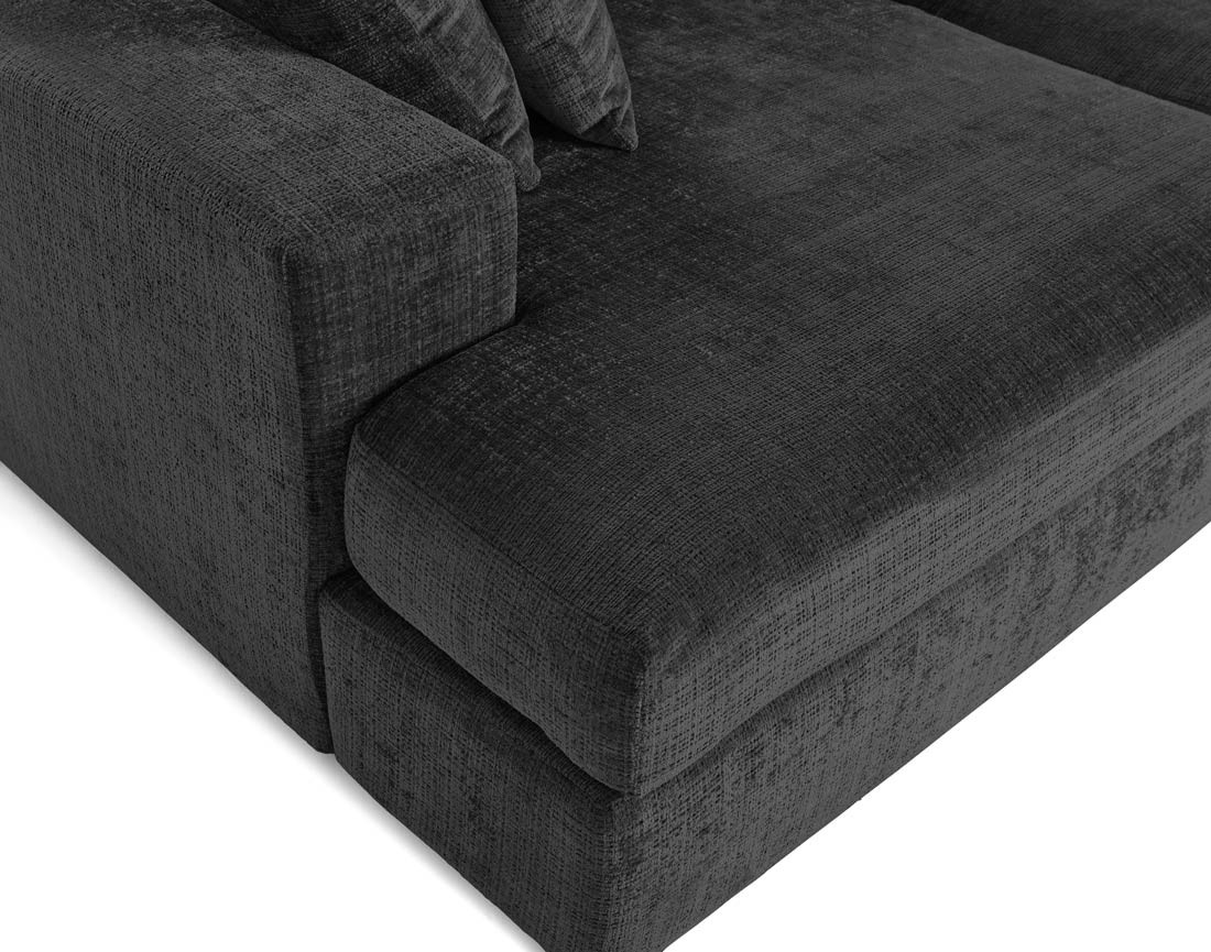 Canapé droit 4 places avec double méridienne en velours texturé Collins