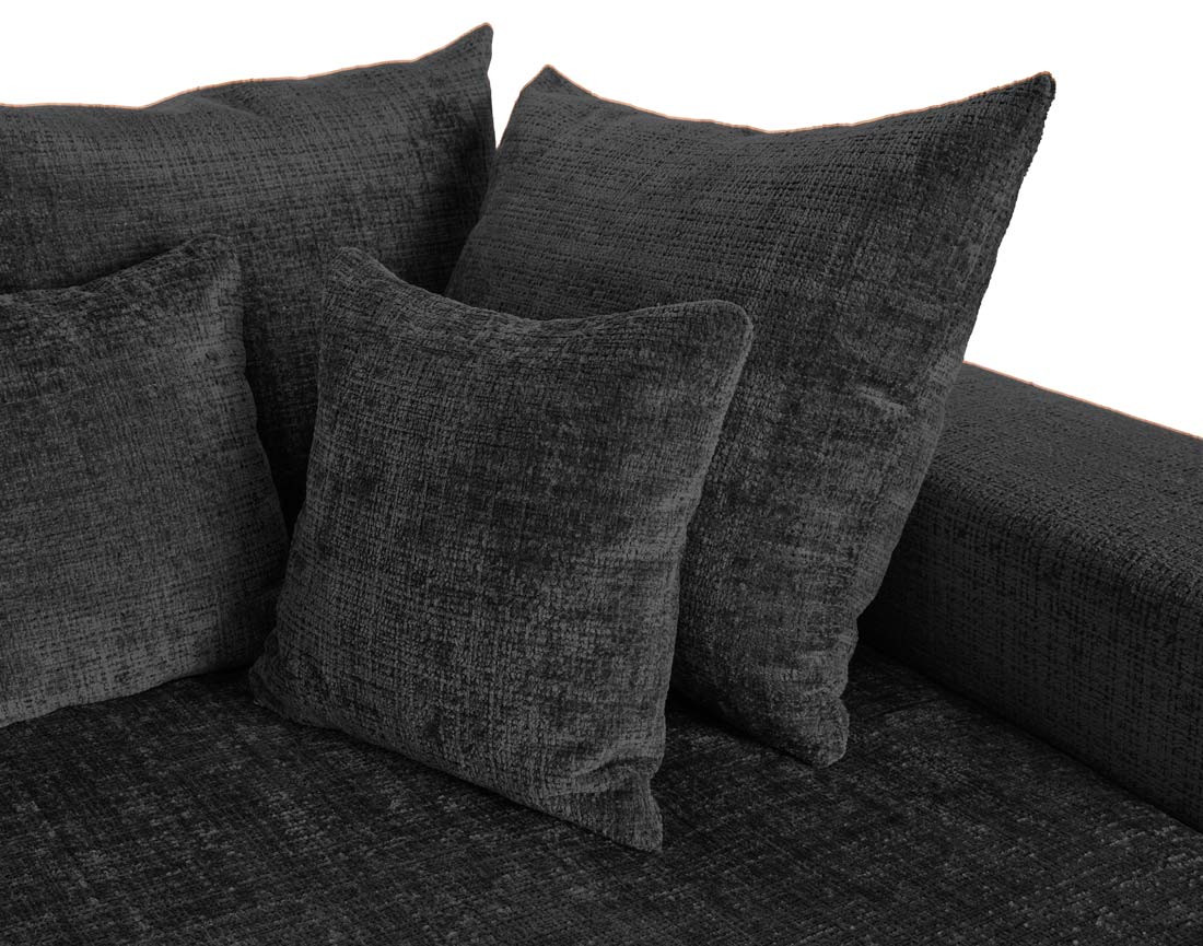 Canapé droit 4 places avec double méridienne en velours texturé Collins