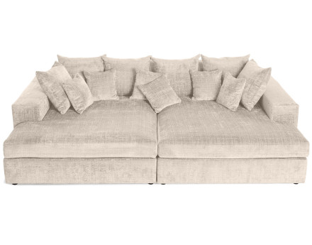 Canapé droit 4 places avec double méridienne en velours texturé Collins