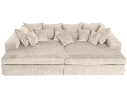 Canapé droit 4 places avec double méridienne en velours texturé Collins