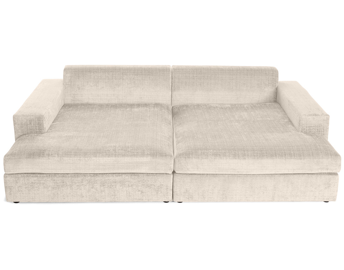 Canapé droit 4 places avec double méridienne en velours texturé Collins