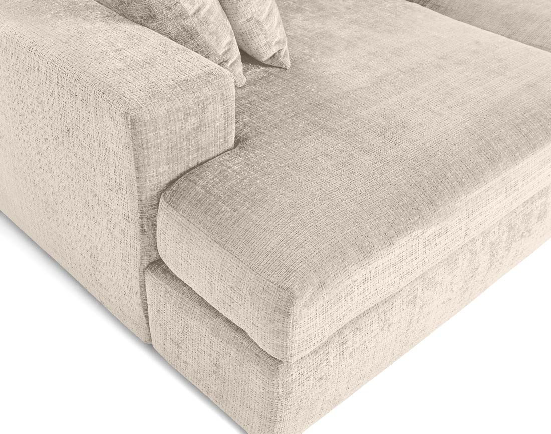 Canapé droit 4 places avec double méridienne en velours texturé Collins