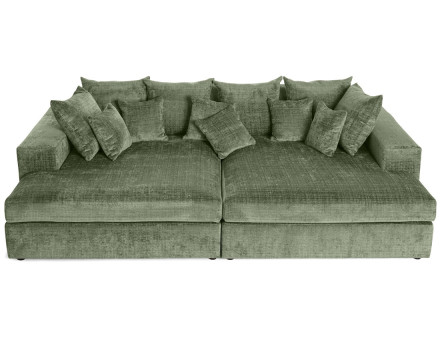 Canapé droit 4 places avec double méridienne en velours texturé Collins