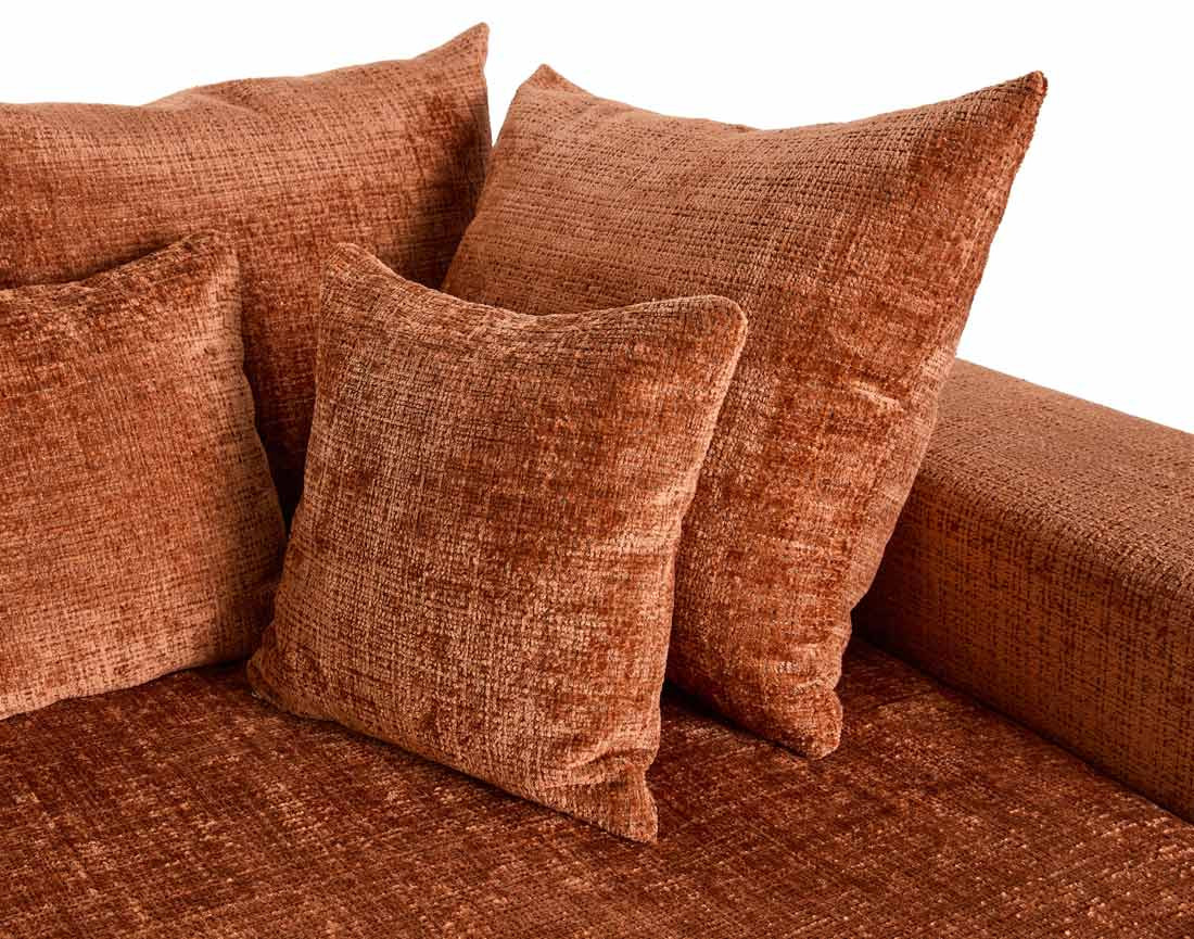 Canapé droit 4 places avec double méridienne en velours texturé Collins