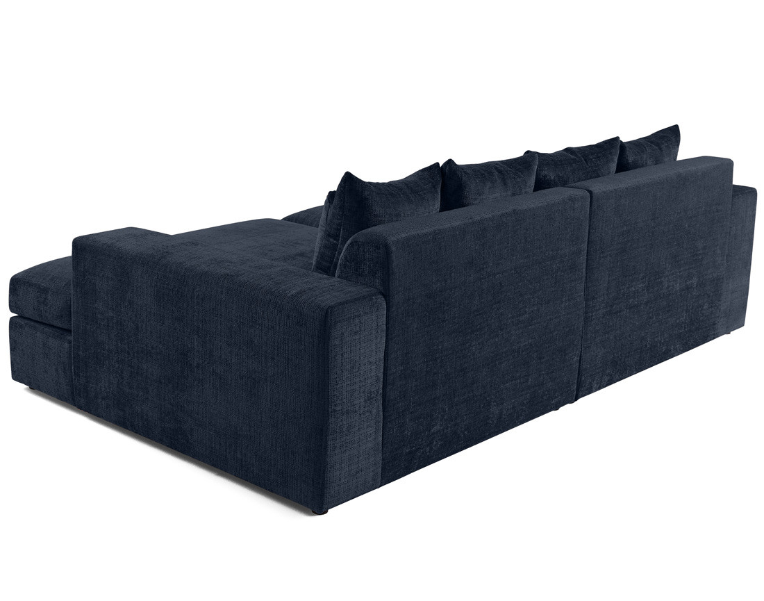 Canapé droit 4 places avec double méridienne en velours texturé Collins