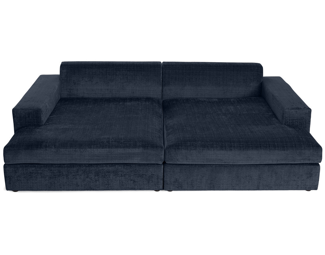 Canapé droit 4 places avec double méridienne en velours texturé Collins