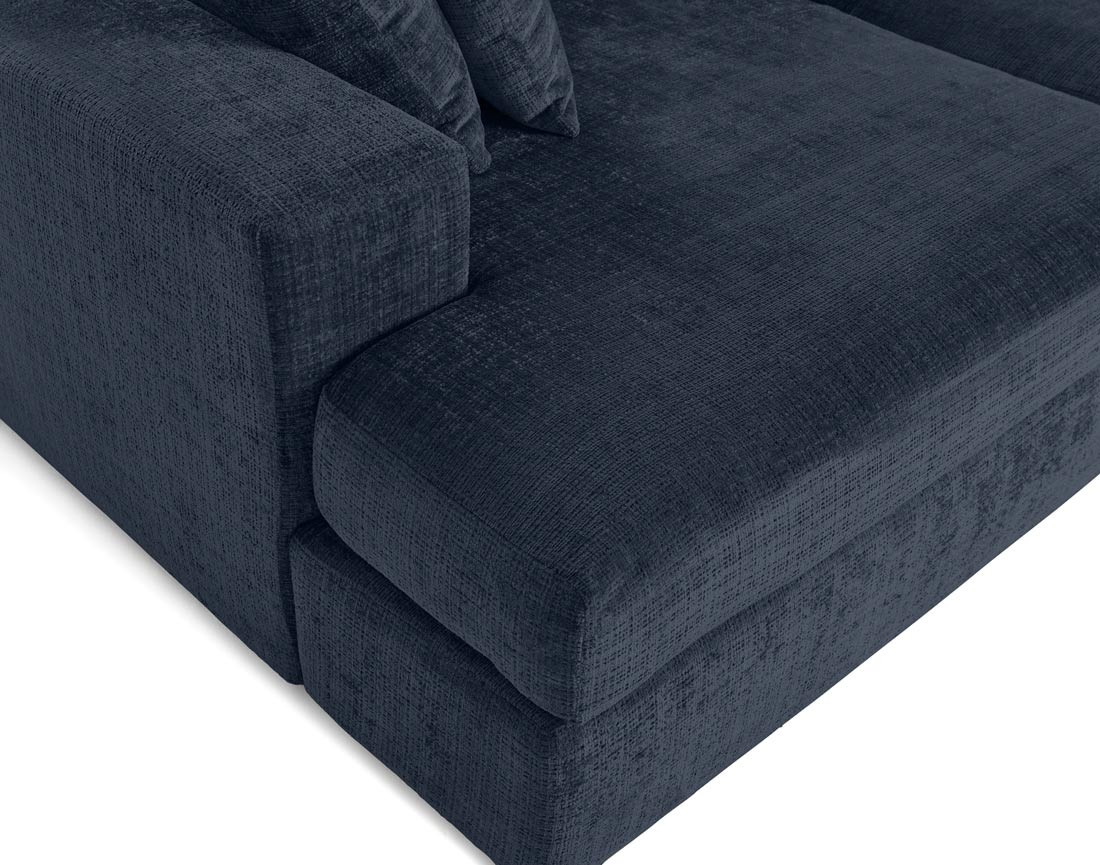 Canapé droit 4 places avec double méridienne en velours texturé Collins