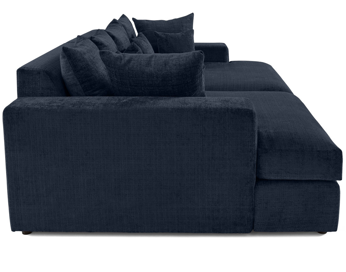 Canapé droit 4 places avec double méridienne en velours texturé Collins