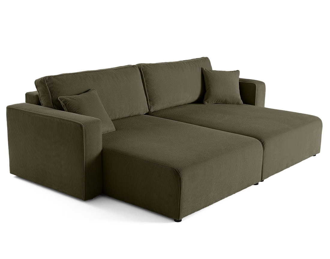 Canapé droit 4 places avec double méridienne assise profonde en velours côtelé Topaze