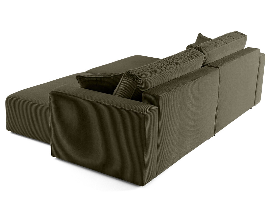 Canapé droit 4 places avec double méridienne assise profonde en velours côtelé Topaze