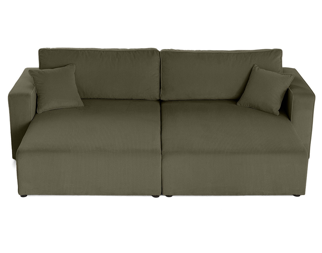 Canapé droit 4 places avec double méridienne assise profonde en velours côtelé Topaze