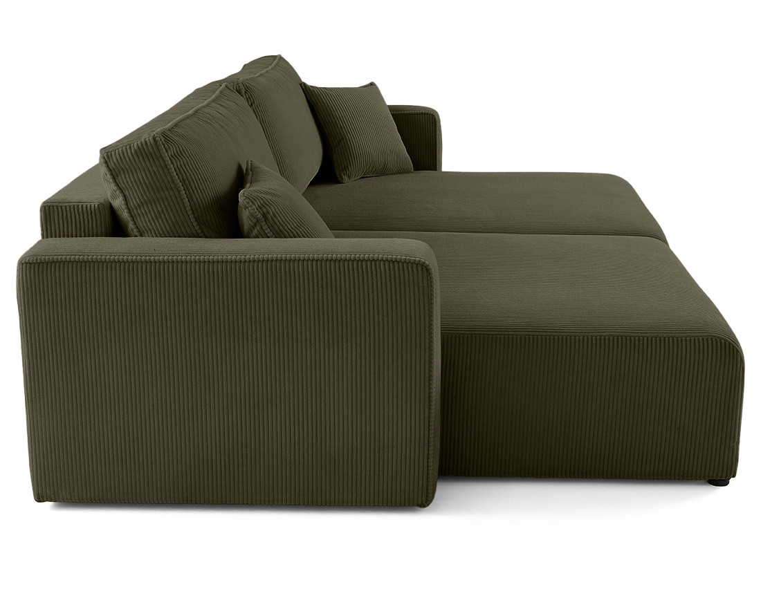 Canapé droit 4 places avec double méridienne assise profonde en velours côtelé Topaze