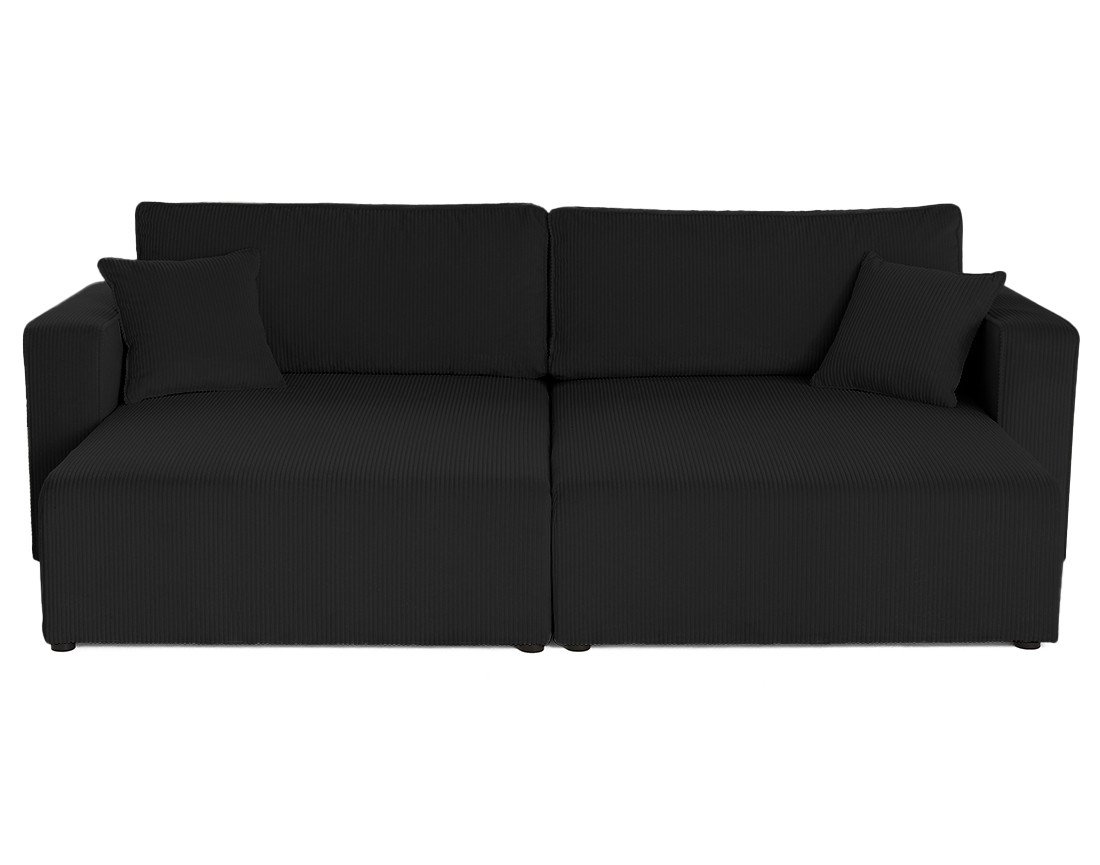 Canapé droit 4 places avec double méridienne assise profonde en velours côtelé Topaze