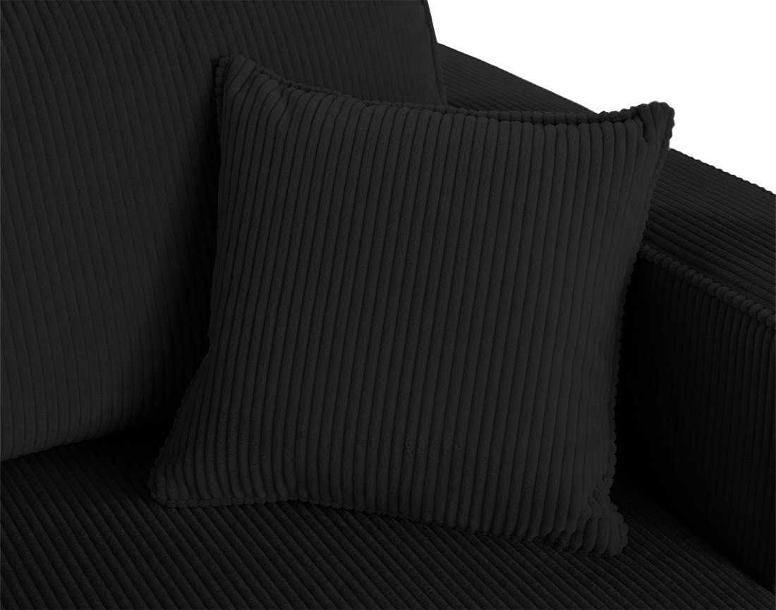 Canapé droit 4 places avec double méridienne assise profonde en velours côtelé Topaze