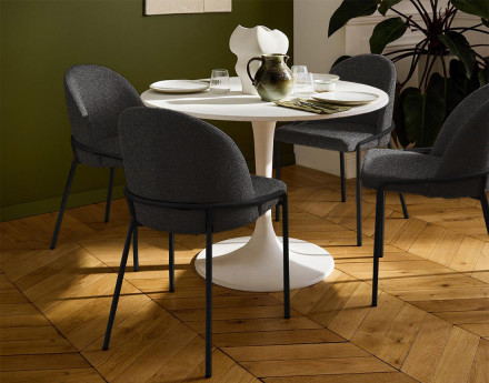 Lot de 4 chaises en tissu gris anthracite Imelda