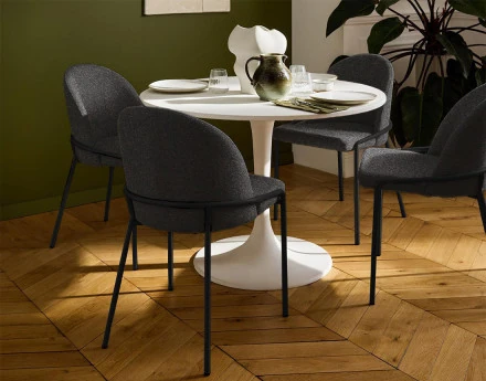 Lot de 4 chaises en tissu gris anthracite Imelda