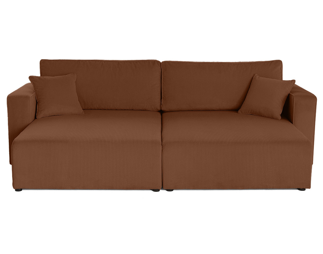 Canapé droit 4 places avec double méridienne assise profonde en velours côtelé Topaze