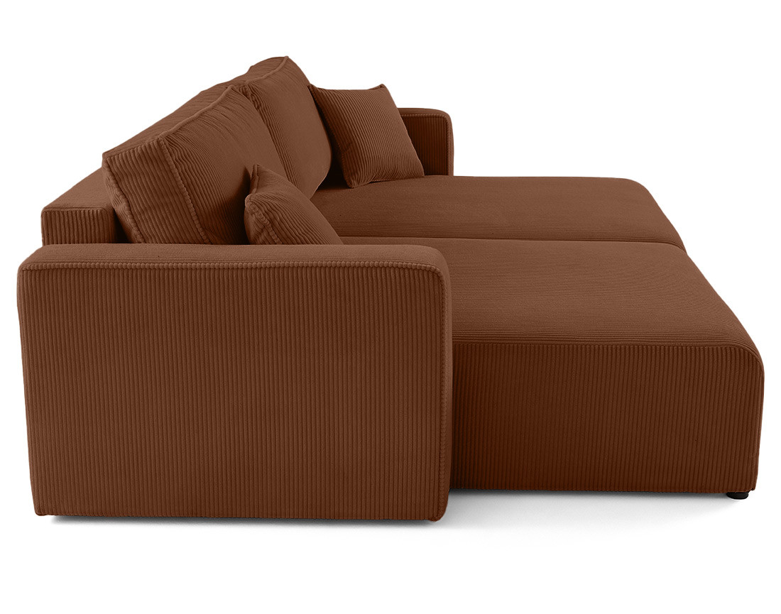 Canapé droit 4 places avec double méridienne assise profonde en velours côtelé Topaze