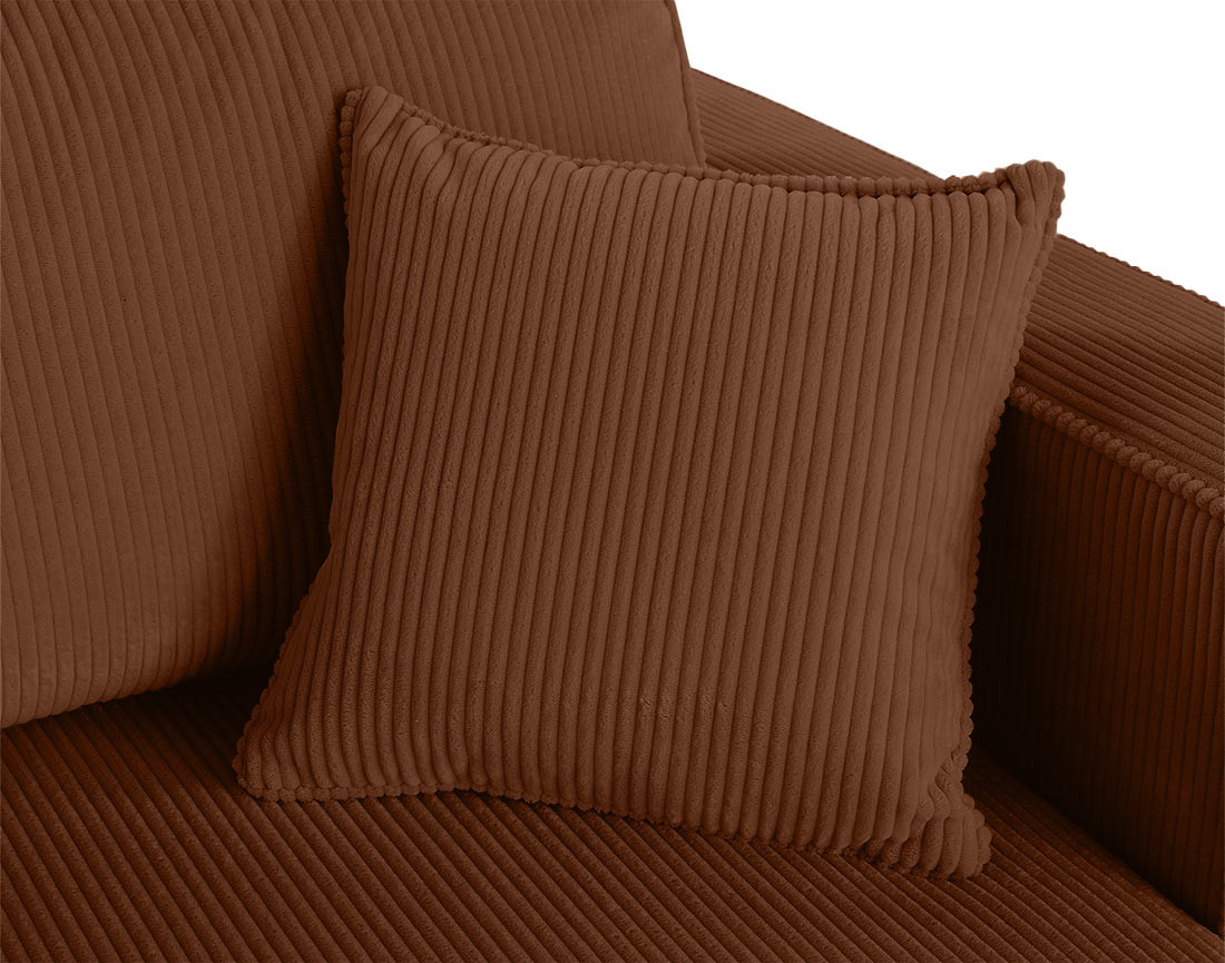 Canapé droit 4 places avec double méridienne assise profonde en velours côtelé Topaze