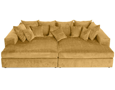 Canapé droit 4 places avec double méridienne en velours texturé Collins