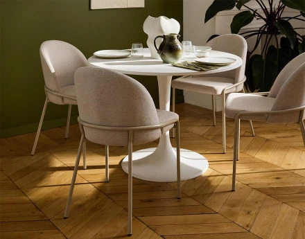 Lot de 4 chaises en tissu beige Imelda