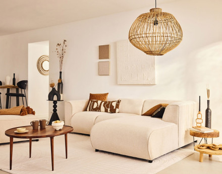 Module d'assise méridienne droit en tissu texturé Suaro