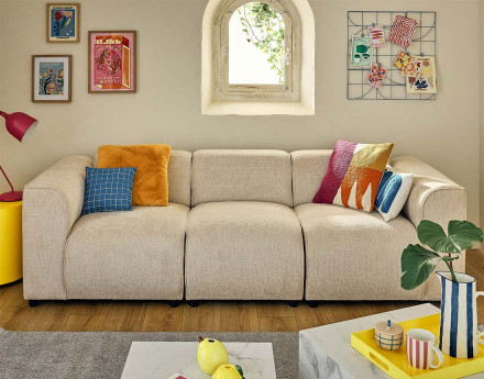 Module d'assise sans accoudoirs en tissu texturé Suaro