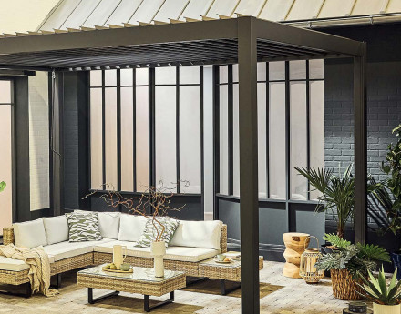 Pergola bioclimatique en aluminium 3x3m gris anthracite Cherry