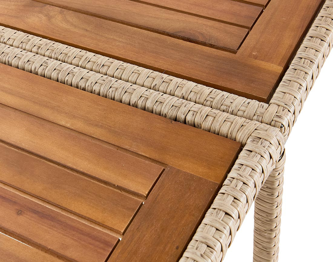 Salon de jardin encastrable en résine tressé beige 10 places coussins beige et housse de protection Cuba