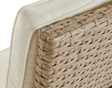 Salon de jardin encastrable en résine tressé beige 12 places coussins beige et housse de protection Cuba