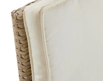 Salon de jardin encastrable en résine tressé beige 12 places coussins beige et housse de protection Cuba