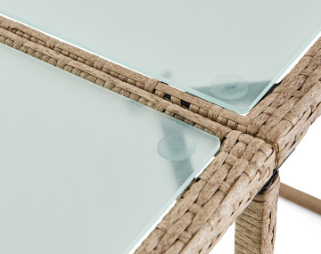 Salon de jardin encastrable en résine tressée beige 10 places coussins beige avec housse de protection Fira