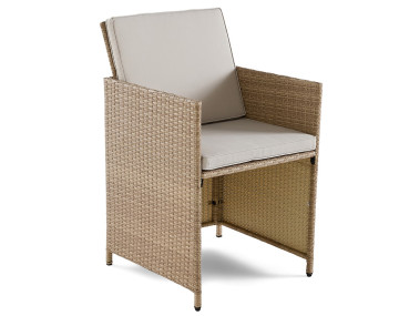 Salon de jardin encastrable en résine tressée beige 10 places coussins beige avec housse de protection Fira