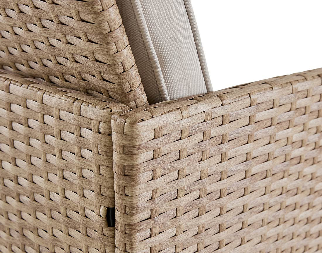 Salon de jardin encastrable en résine tressée beige 12 places coussins avec housse de protection beige Fira
