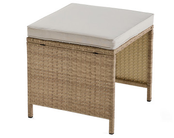 Salon de jardin encastrable en résine tressée beige 12 places coussins avec housse de protection beige Fira