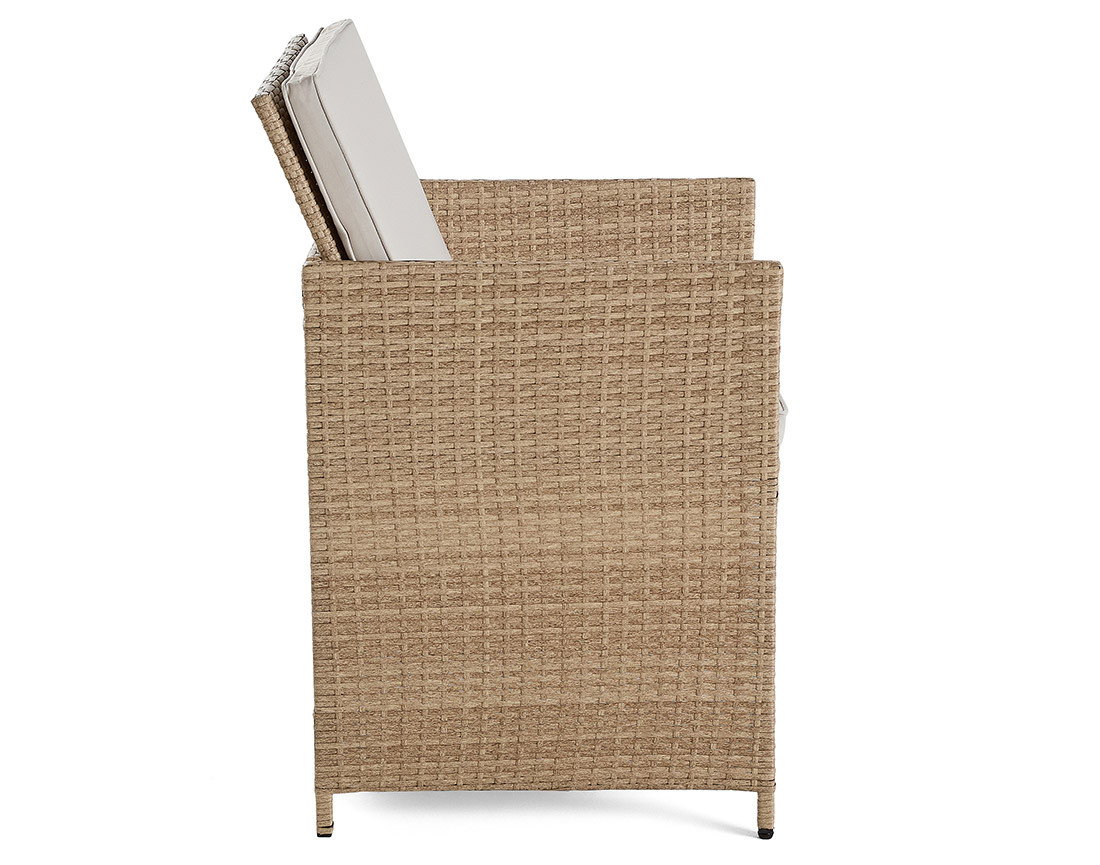 Salon de jardin encastrable en résine tressée beige 12 places coussins avec housse de protection beige Fira