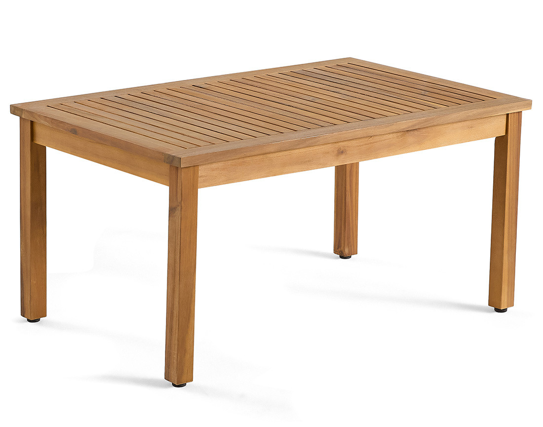 Salon de jardin en bois massif d'acacia 4 places coussins beige Kaili
