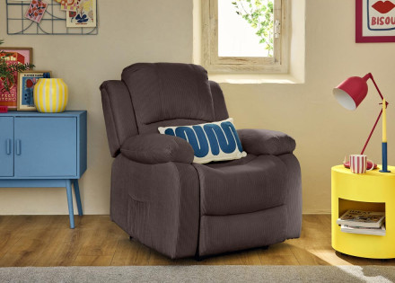 Fauteuil relax électrique en velours côtelé Armand
