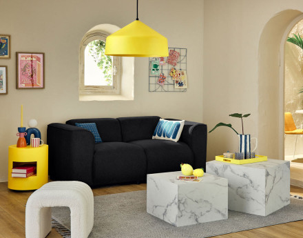 Module d'assise d'angle gauche en tissu texturé Suaro