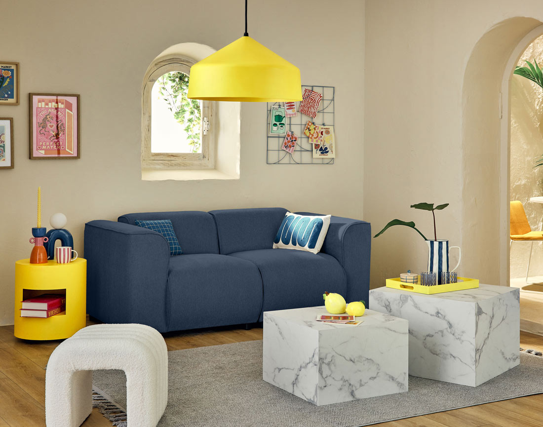 Module d'assise d'angle gauche en tissu texturé Suaro