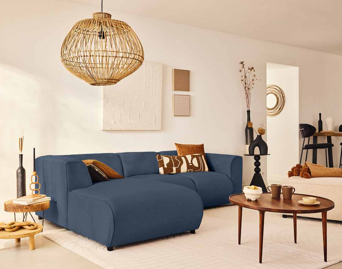 Module d'assise méridienne gauche en tissu texturé Suaro