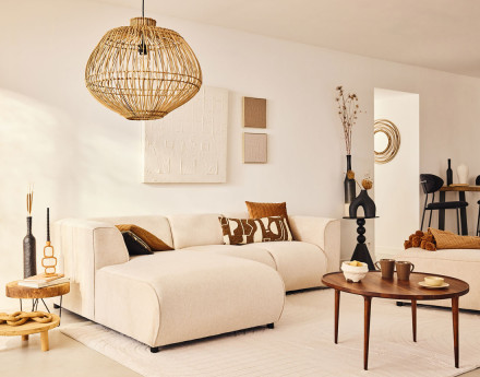 Module d'assise méridienne gauche en tissu texturé Suaro