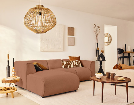 Module d'assise méridienne gauche en tissu texturé Suaro