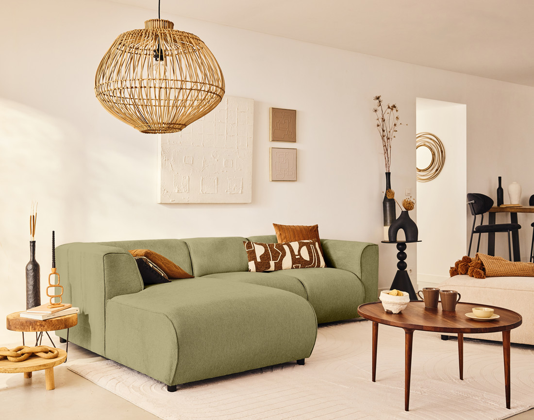 Module d'assise méridienne gauche en tissu texturé Suaro