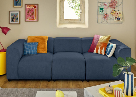 Canapé modulable 3 places en tissu texturé Suaro