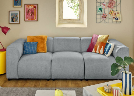 Canapé modulable 3 places en tissu texturé Suaro