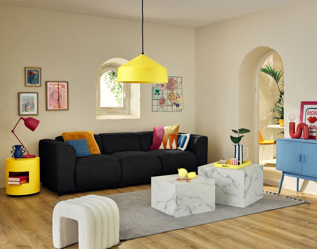 Canapé modulable 3 places en tissu texturé Suaro Canapé modulable 3 places en tissu texturé Suaro