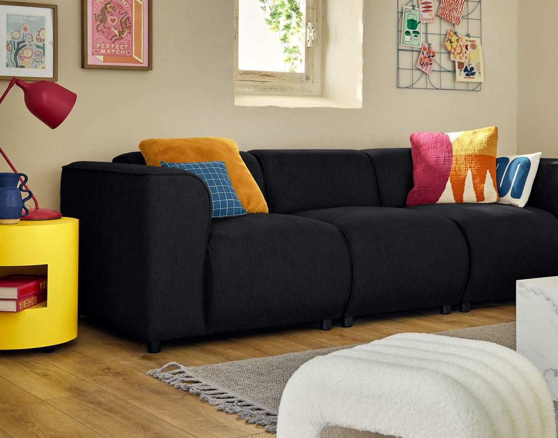 Canapé modulable 3 places en tissu texturé Suaro Canapé modulable 3 places en tissu texturé Suaro