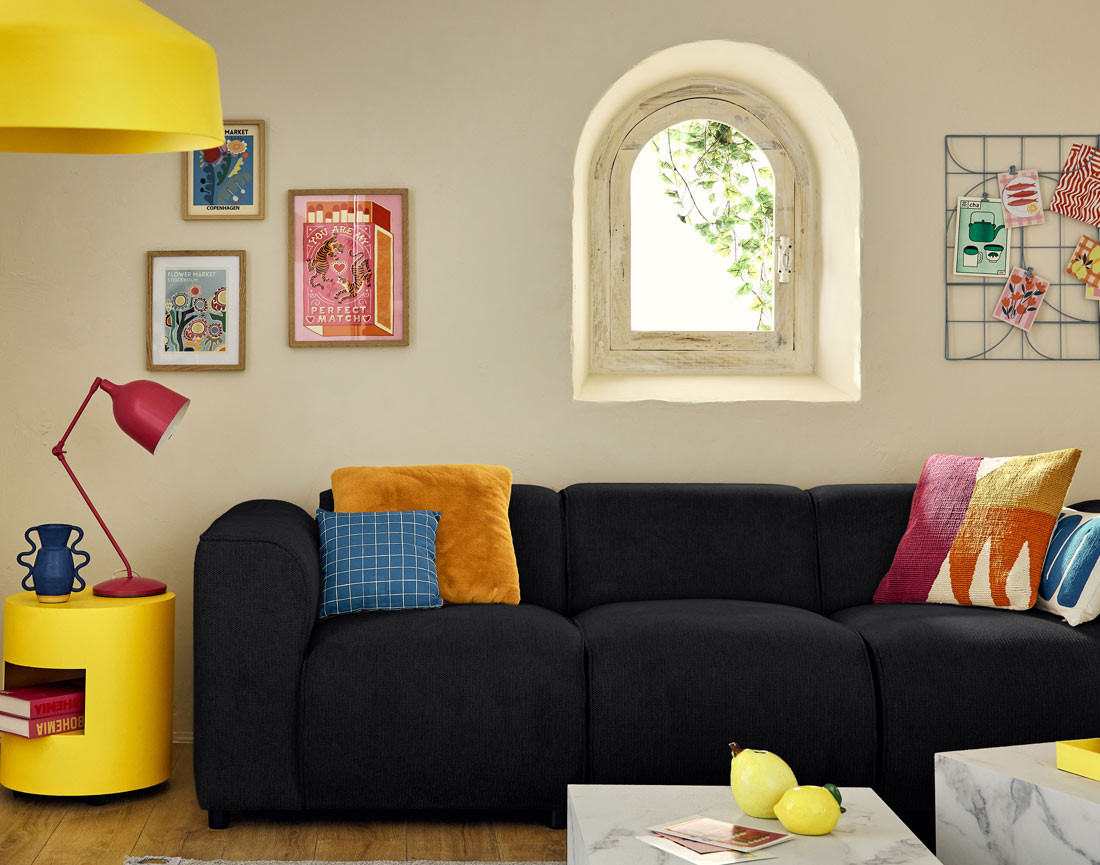 Canapé modulable 3 places en tissu texturé Suaro Canapé modulable 3 places en tissu texturé Suaro