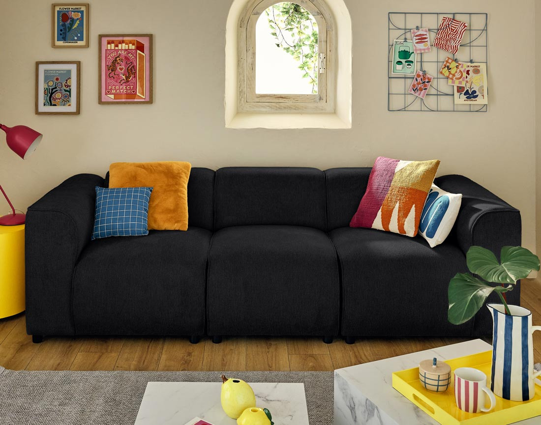 Canapé modulable 3 places en tissu texturé Suaro Canapé modulable 3 places en tissu texturé Suaro